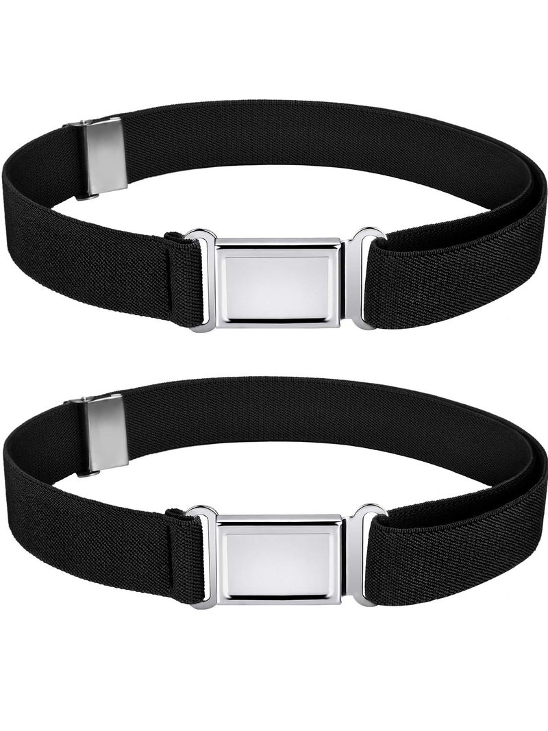 WILLBOND 2 Pieces 2 Pcs Kids Magnetic Belt Boys Adjustable Elastic Belt with Magnetic Buckle for Toddlers Girls (Black) - Image 1